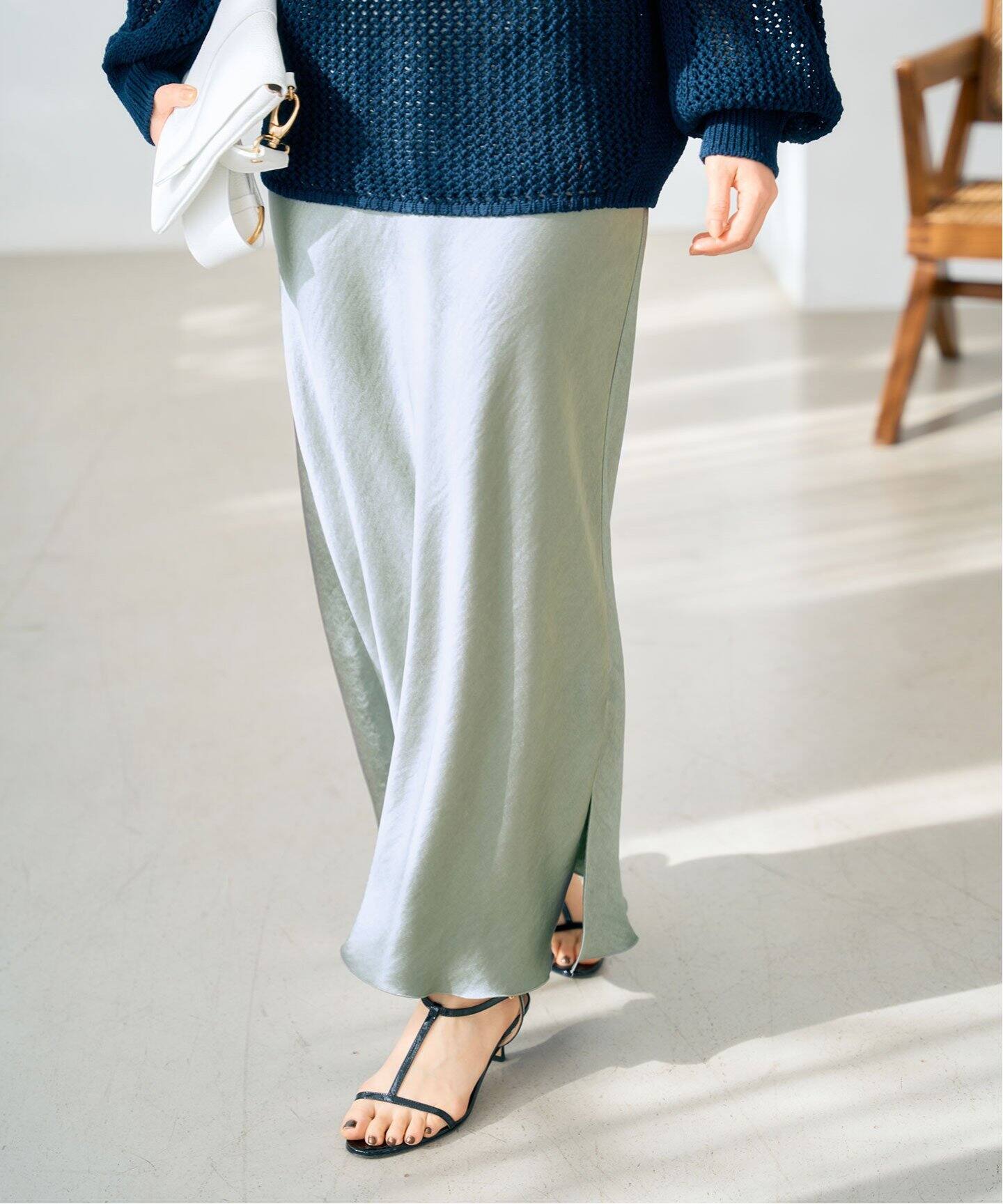 追加2》ダブルサテンスカート（ロング・マキシ丈スカート）｜IENA  