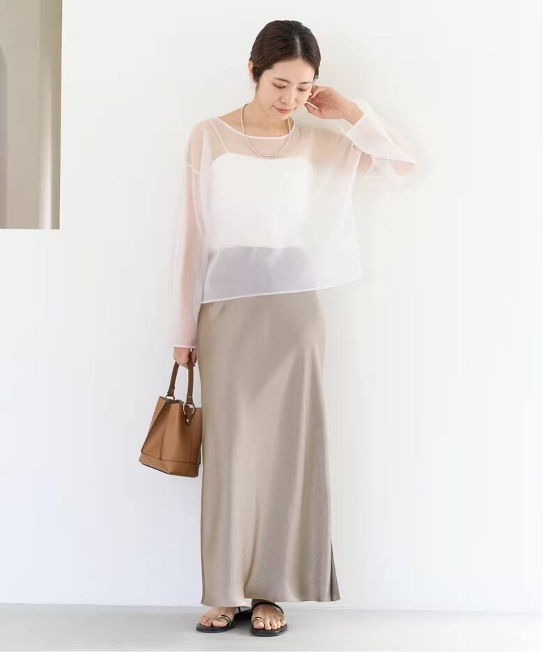追加》ダブルサテンスカート（ロング・マキシ丈スカート）｜IENA  