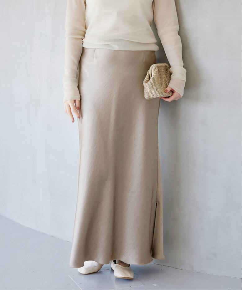 追加3》ダブルサテンスカート（ロング・マキシ丈スカート）｜IENA  