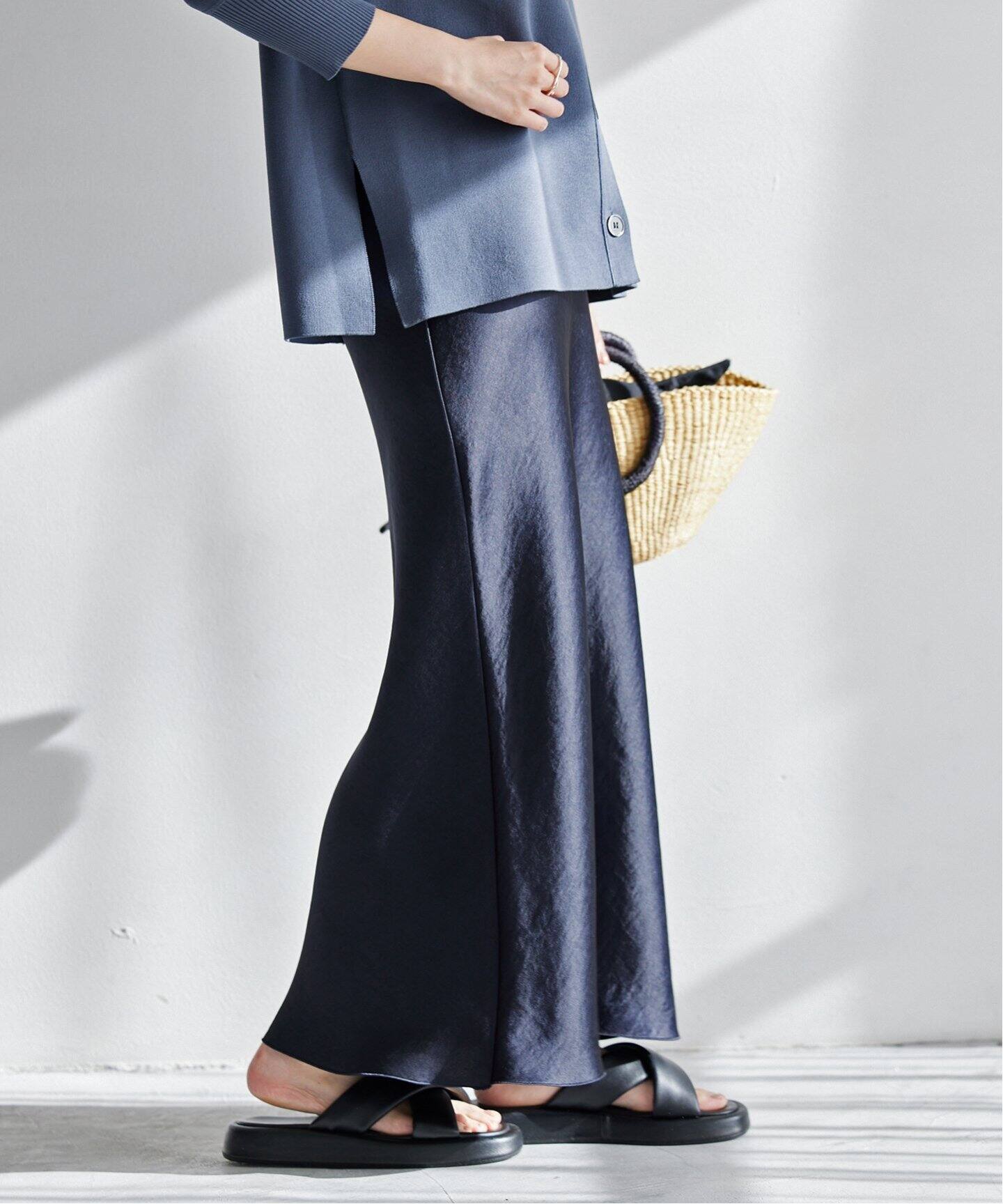 WEB限定追加4》ダブルサテンスカート（ロング・マキシ丈スカート  