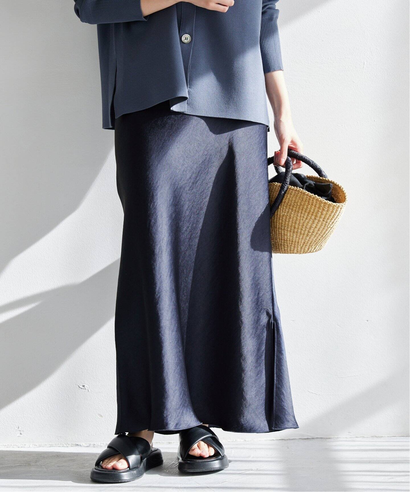 WEB限定追加4》ダブルサテンスカート（ロング・マキシ丈スカート  