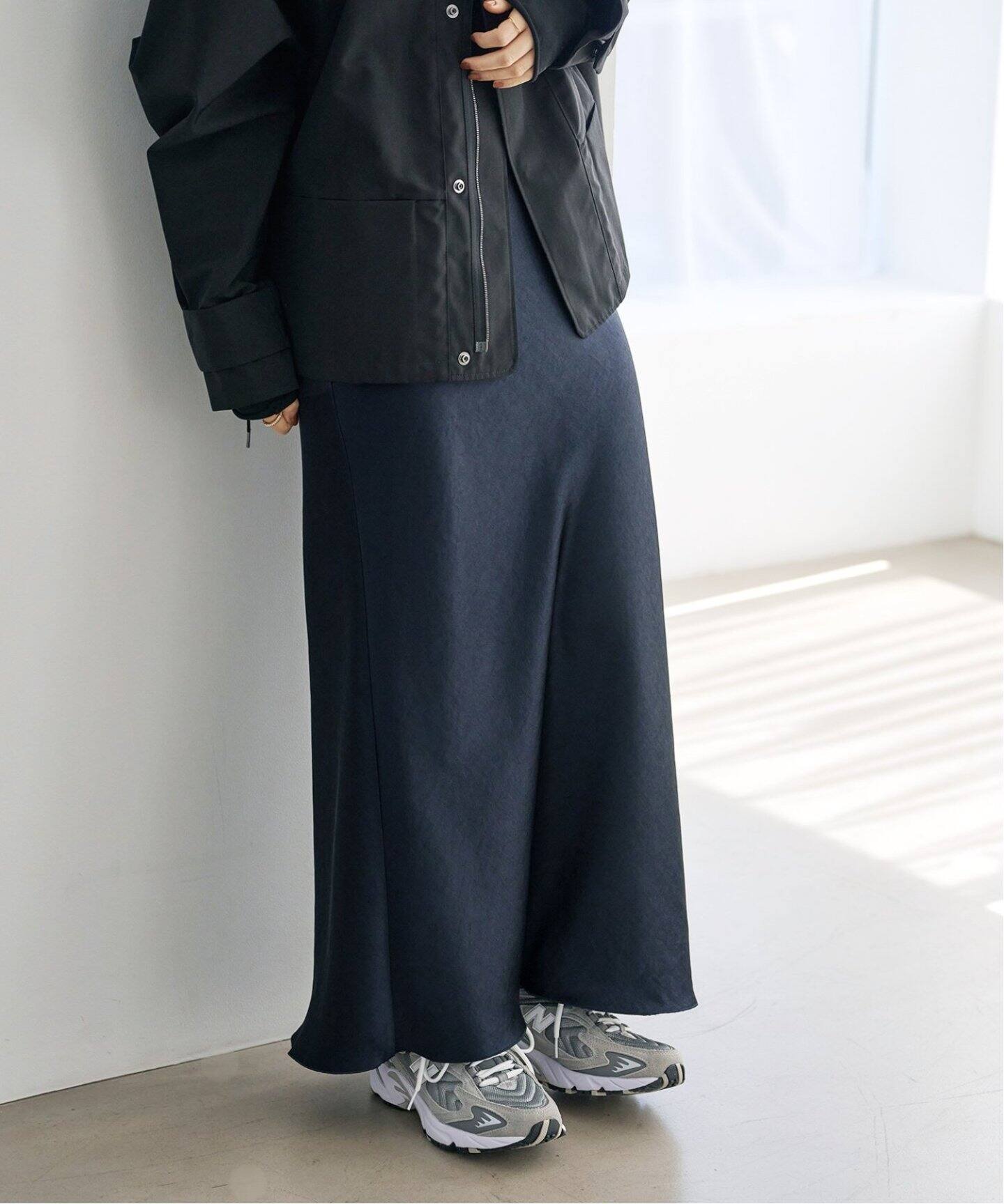 WEB限定追加4》ダブルサテンスカート（ロング・マキシ丈スカート  