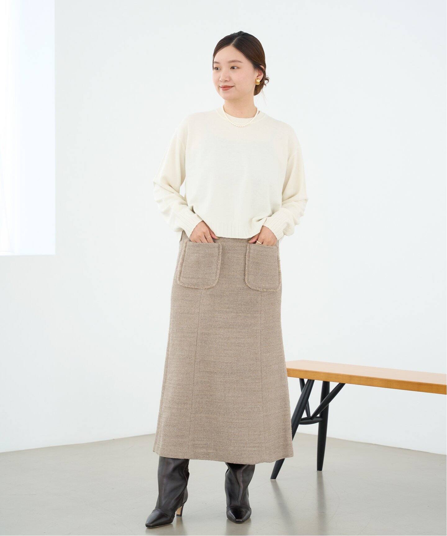 パッチポケットツイードスカート（ロング・マキシ丈スカート）｜IENA  