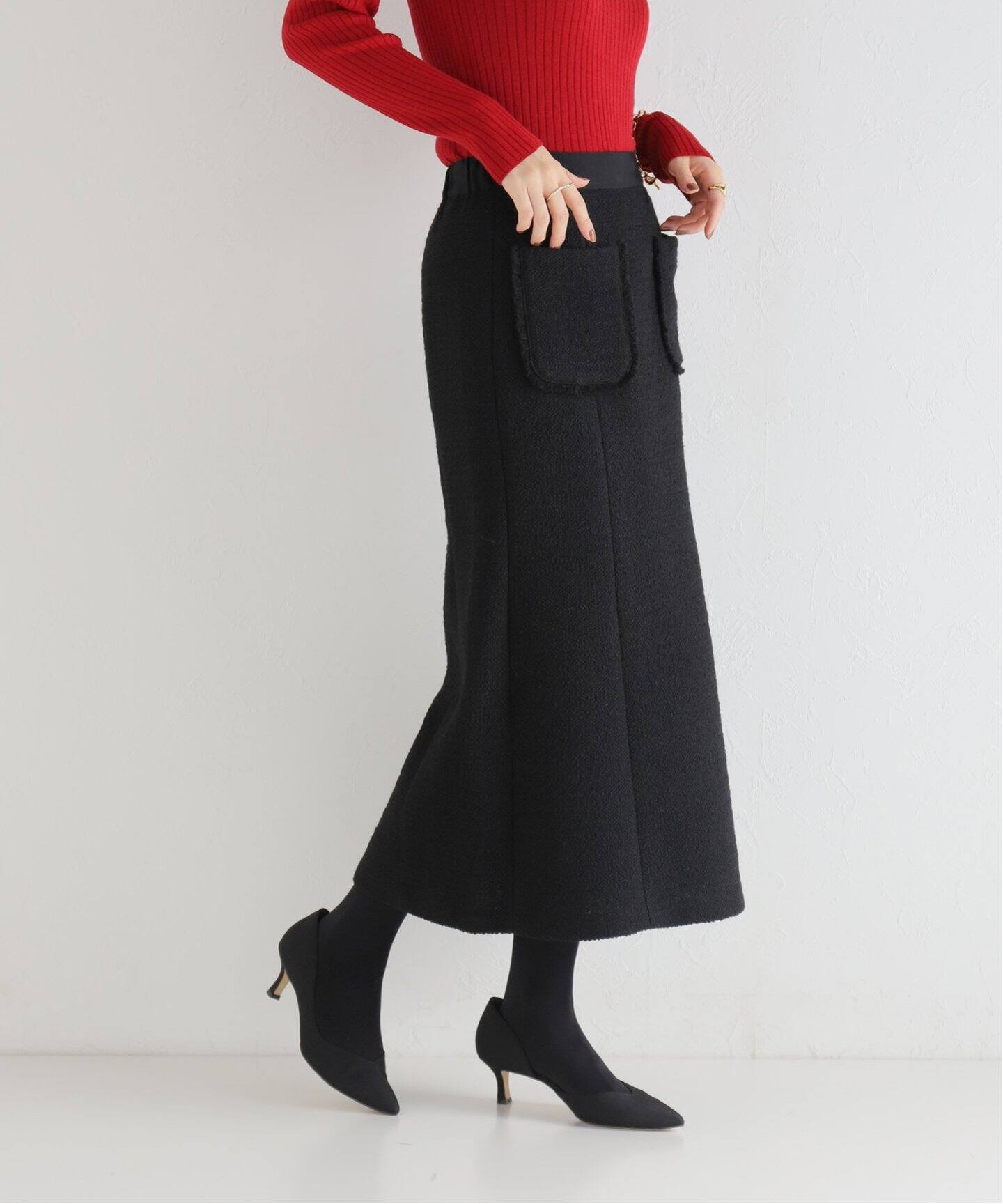 パッチポケットツイードスカート（ロング・マキシ丈スカート）｜IENA  