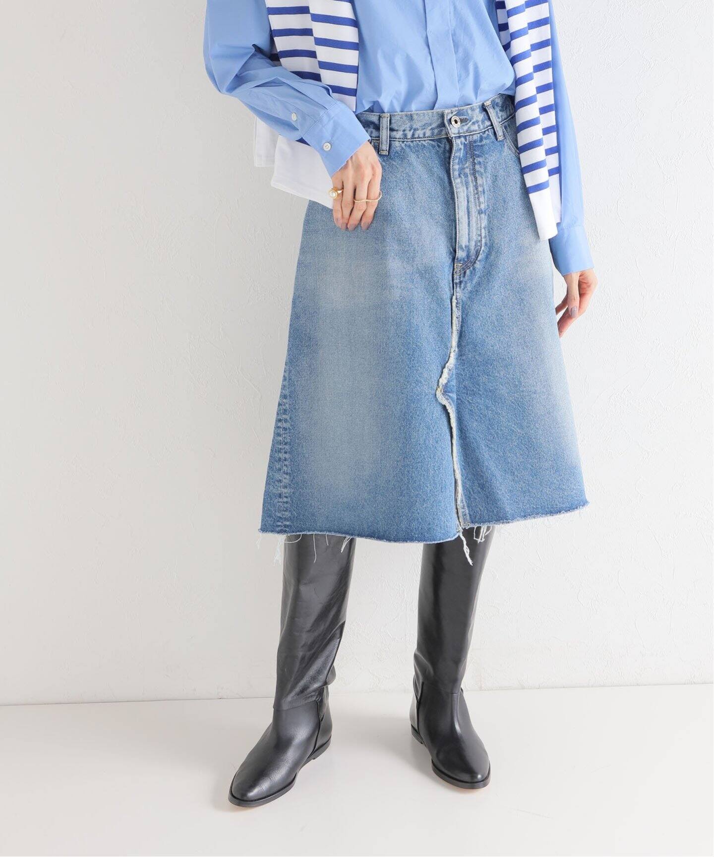 MADISONBLUE/マディソンブルー】5PK PEMAKE A-LINEデニムスカート  