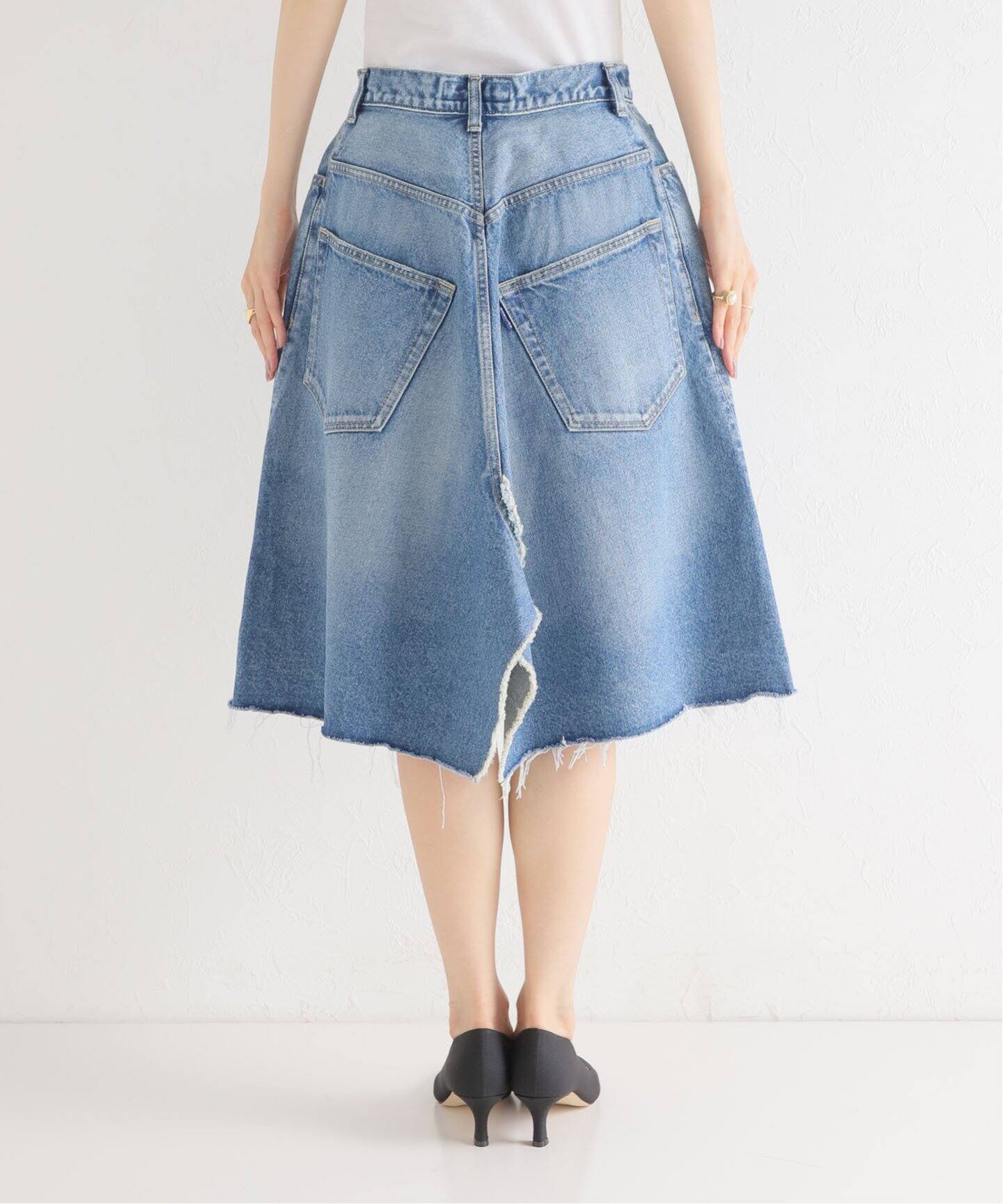 MADISONBLUE/マディソンブルー】5PK PEMAKE A-LINEデニムスカート  