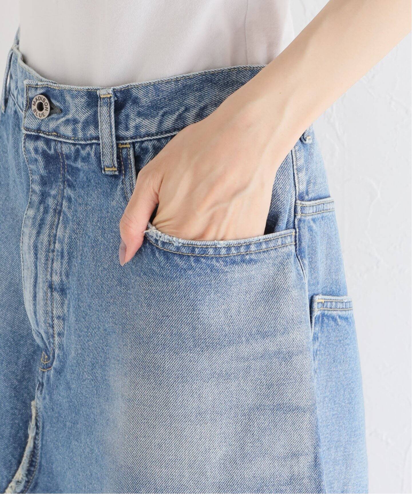 MADISONBLUE/マディソンブルー】5PK PEMAKE A-LINEデニムスカート  