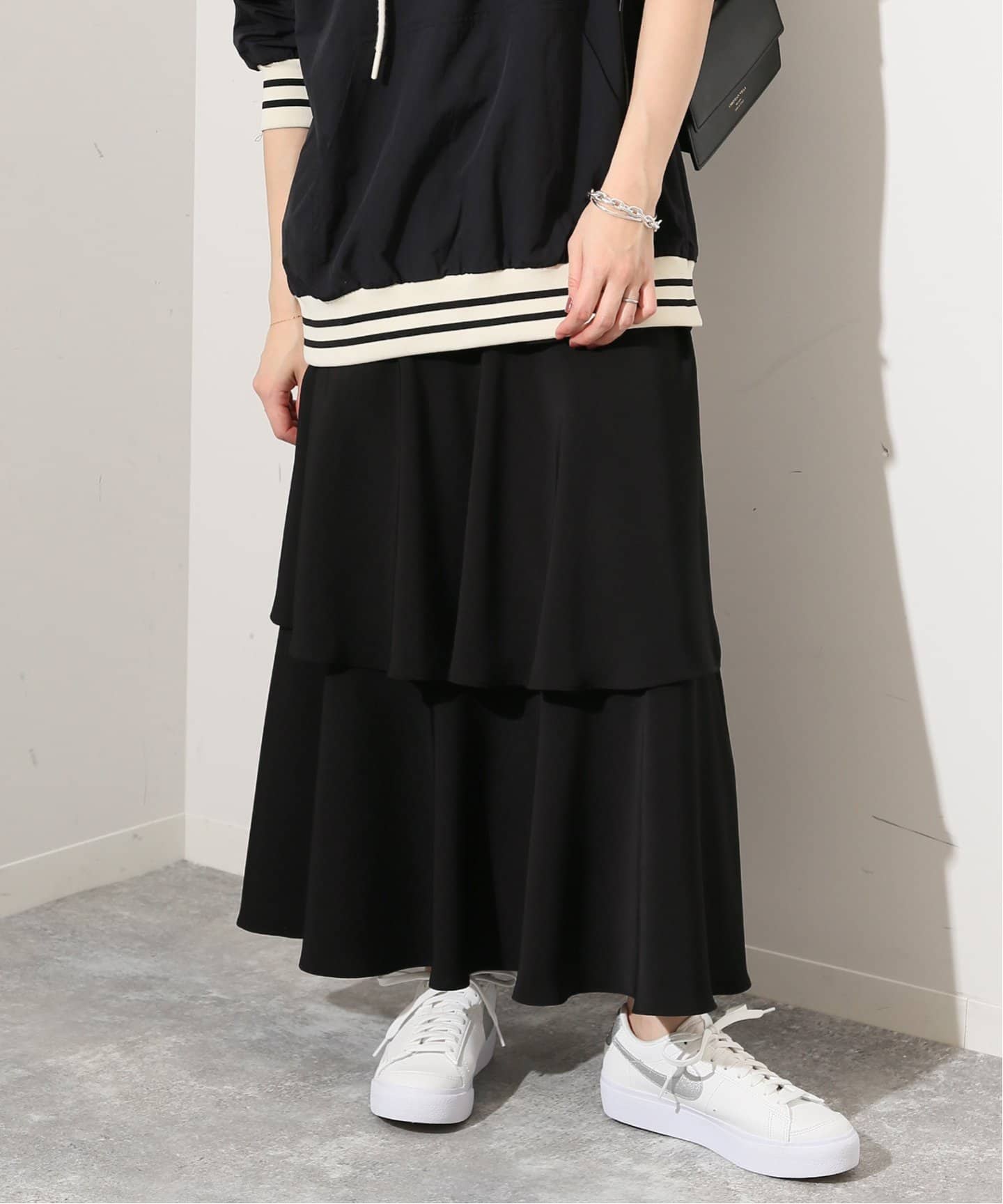 yori サテンフリルサロペット ブラック 36 ヨリ