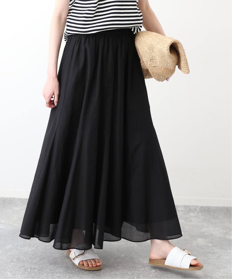 追加2》綿シルク切替ギャザースカート（ロング・マキシ丈  