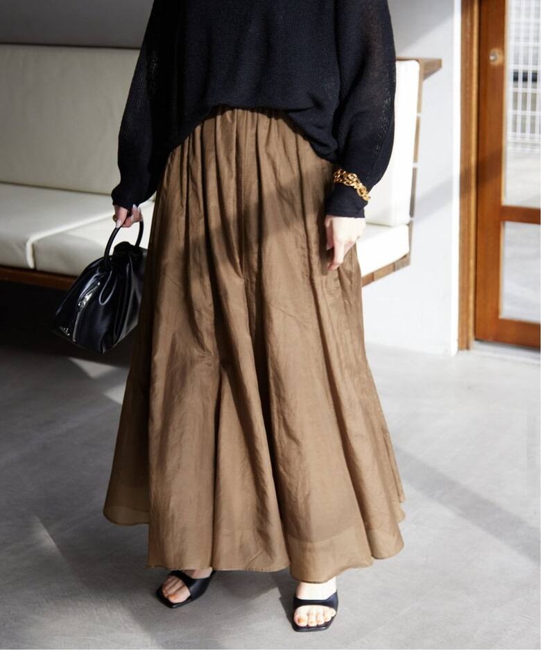追加2》綿シルク切替ギャザースカート（ロング・マキシ丈  