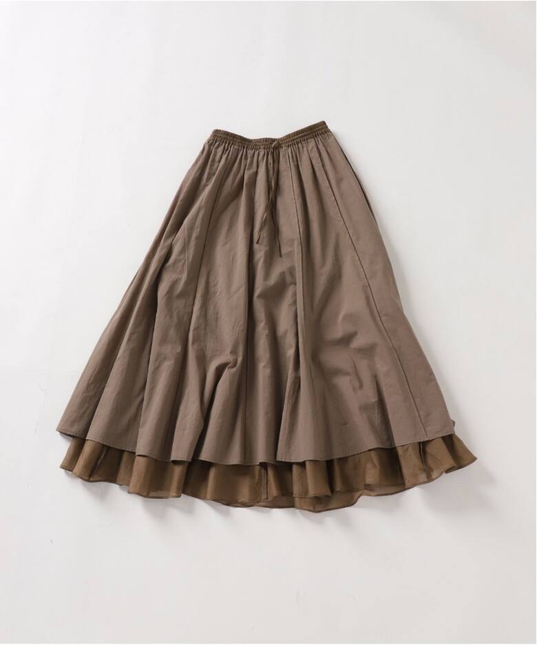 追加2》綿シルク切替ギャザースカート（ロング・マキシ丈  