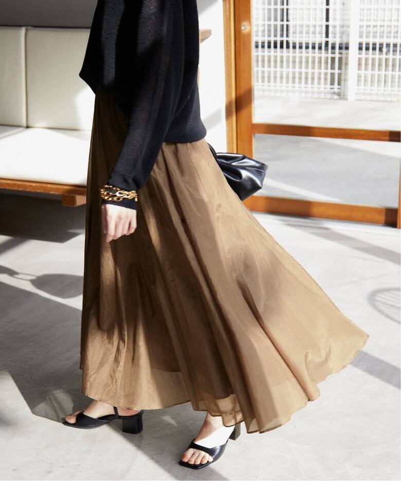 追加2》綿シルク切替ギャザースカート（ロング・マキシ丈  