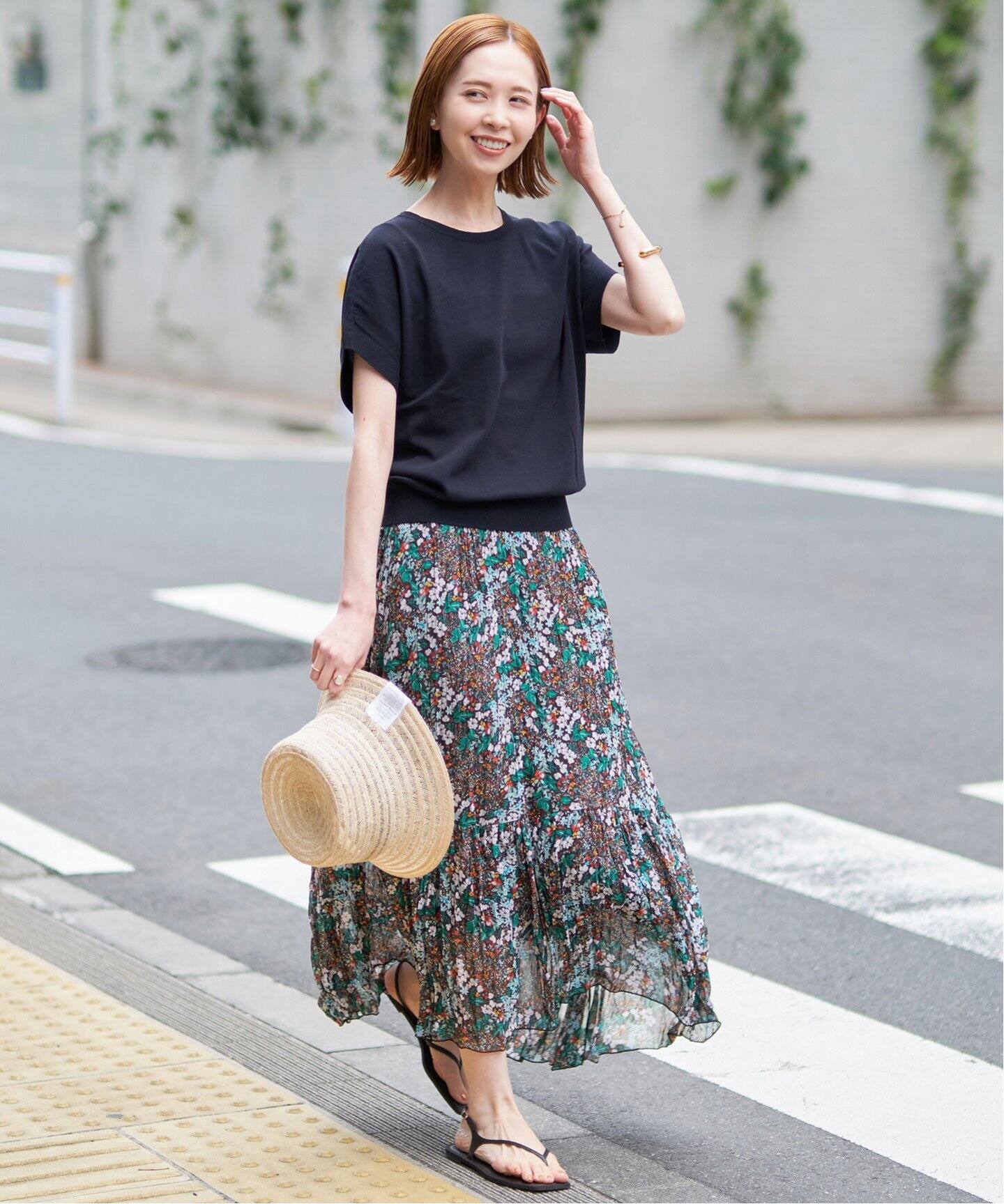 エブロア フラワーサーキュラーSK 花柄スカート（Soak flower SK BE  