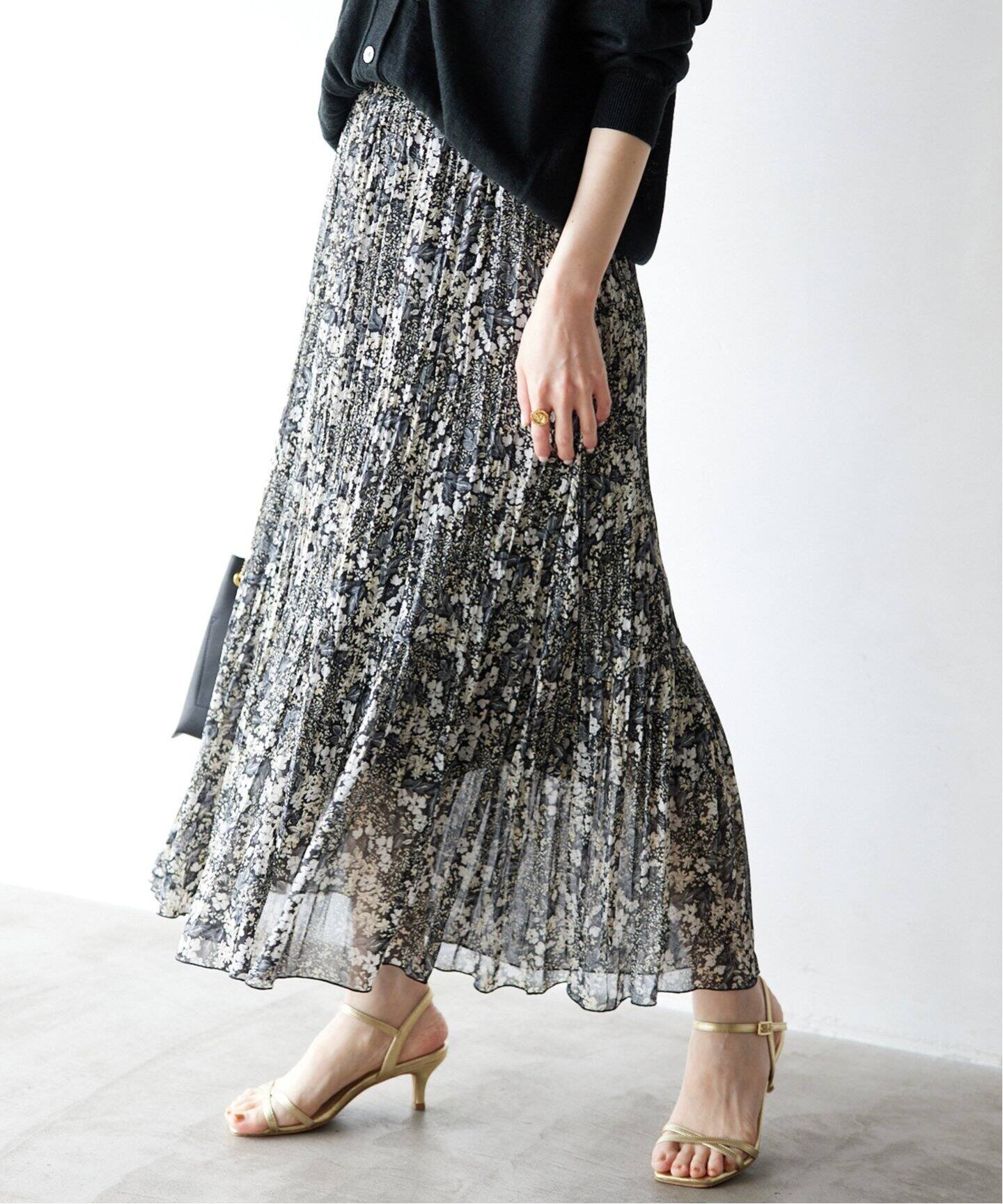 ボタニカルフラワーランダムプリーツスカート（その他スカート  