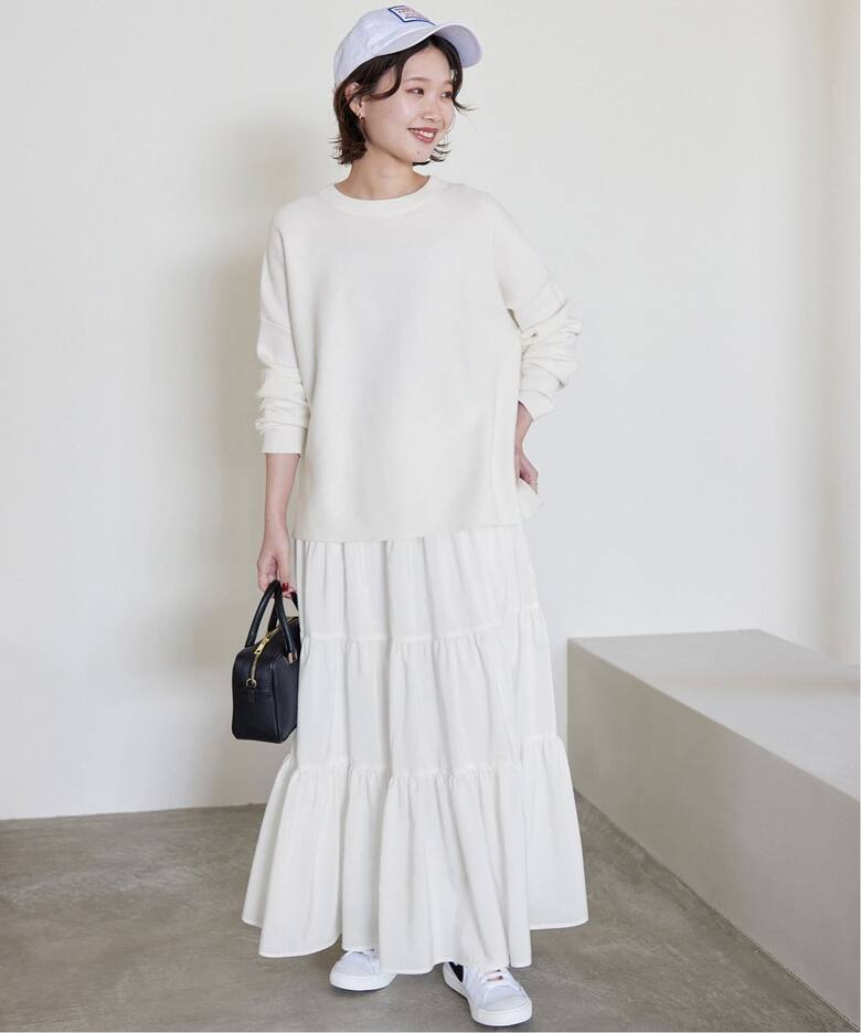 スパンタイプライターティアードロングスカート（ロング・マキシ丈  