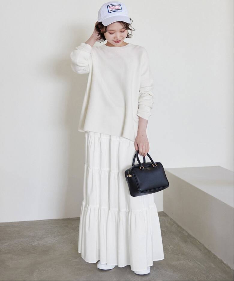 スパンタイプライターティアードロングスカート（ロング・マキシ丈  