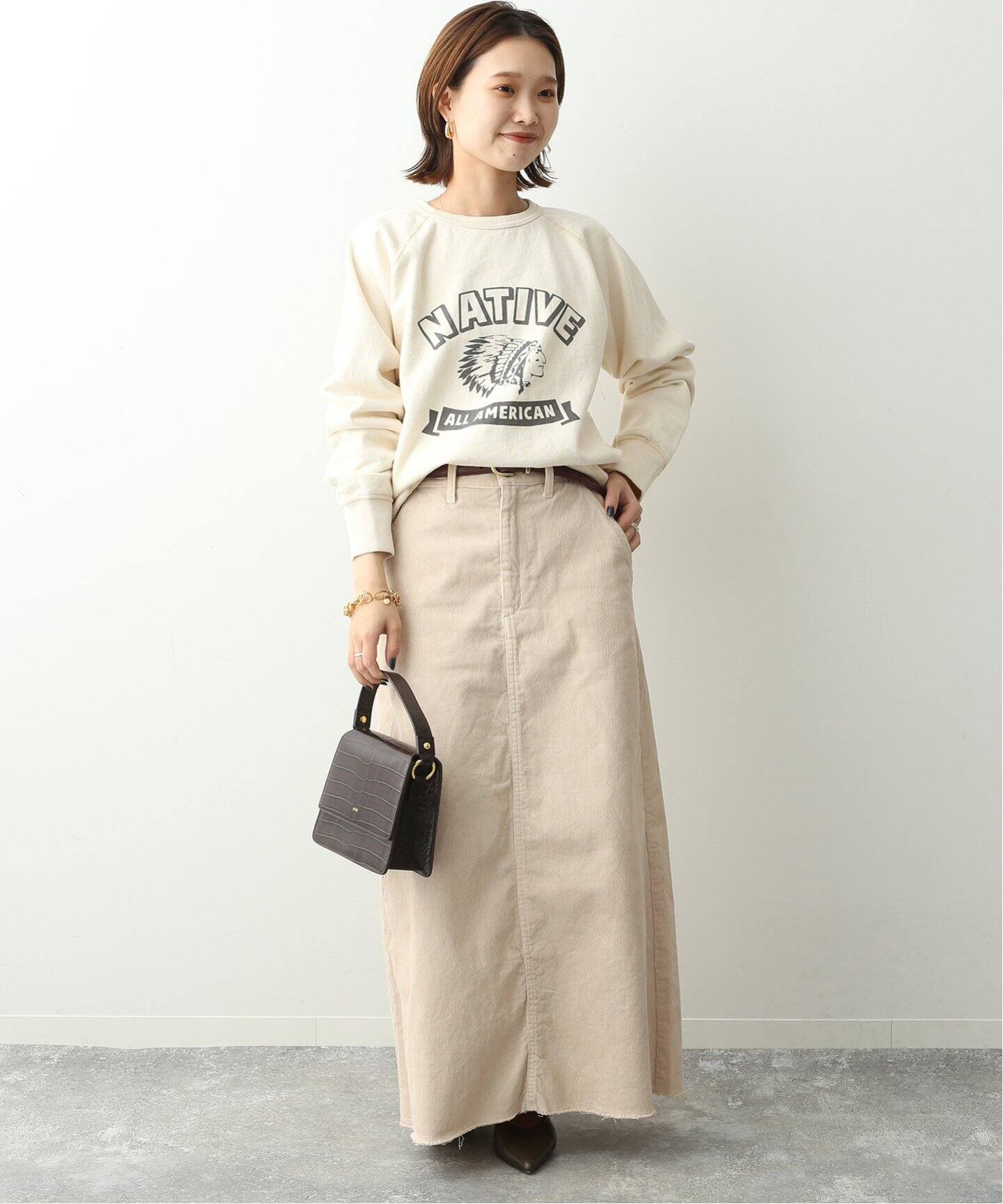 UNIVERSAL OVERALL】 CORDUROY ロングスカート（ロング・マキシ丈 