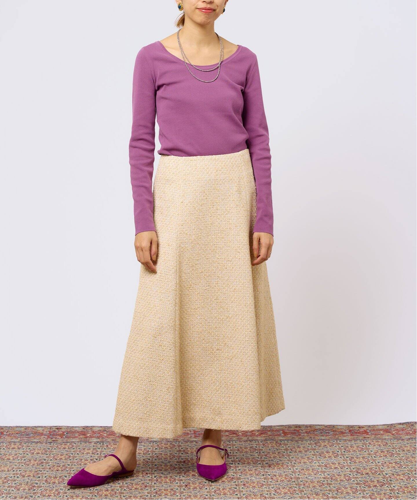 IENA LA BOUCLE LINTON ツイードフレアスカート（ロング・マキシ丈  