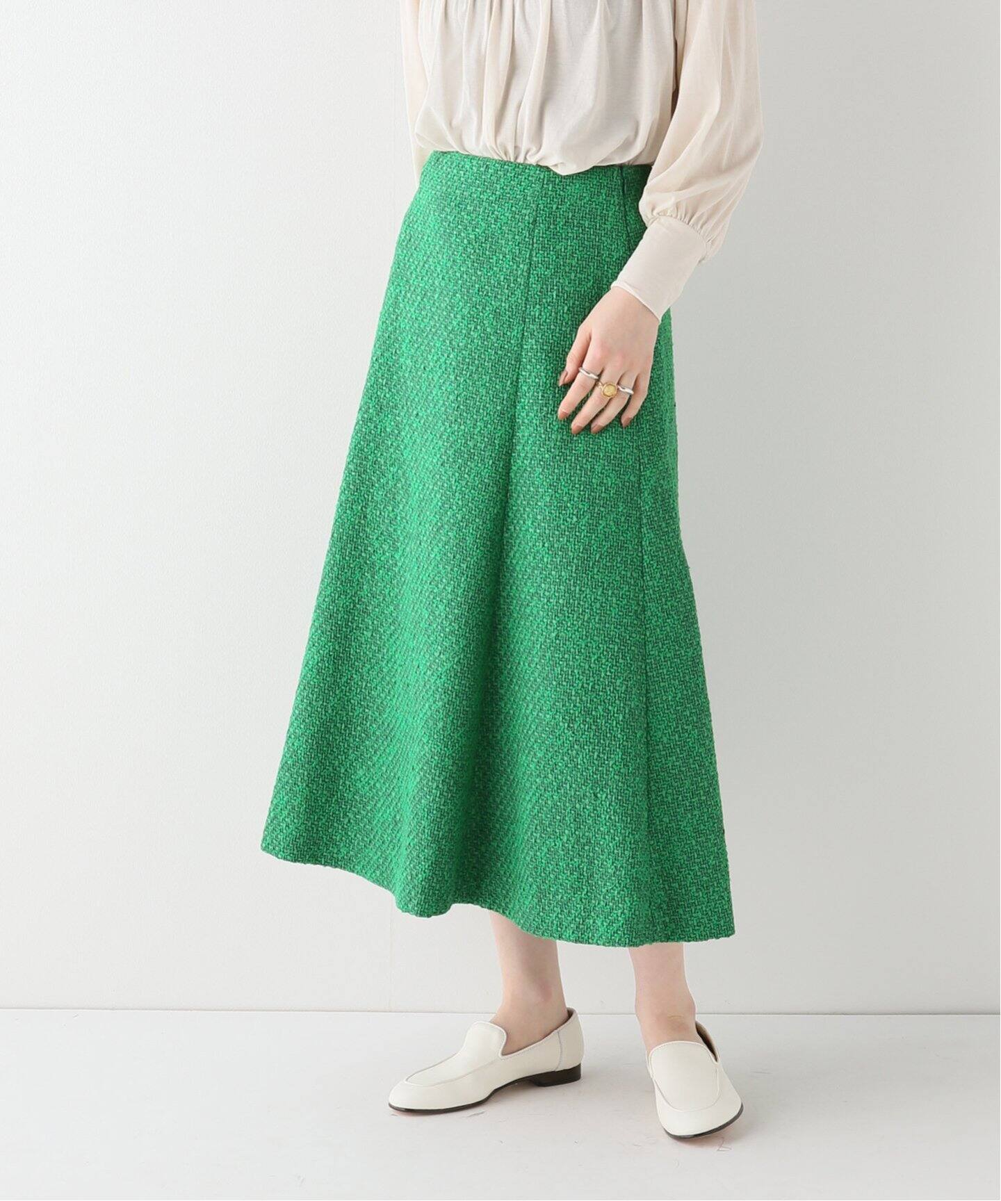 IENA LA BOUCLE LINTON ツイードフレアスカート（ロング・マキシ丈  