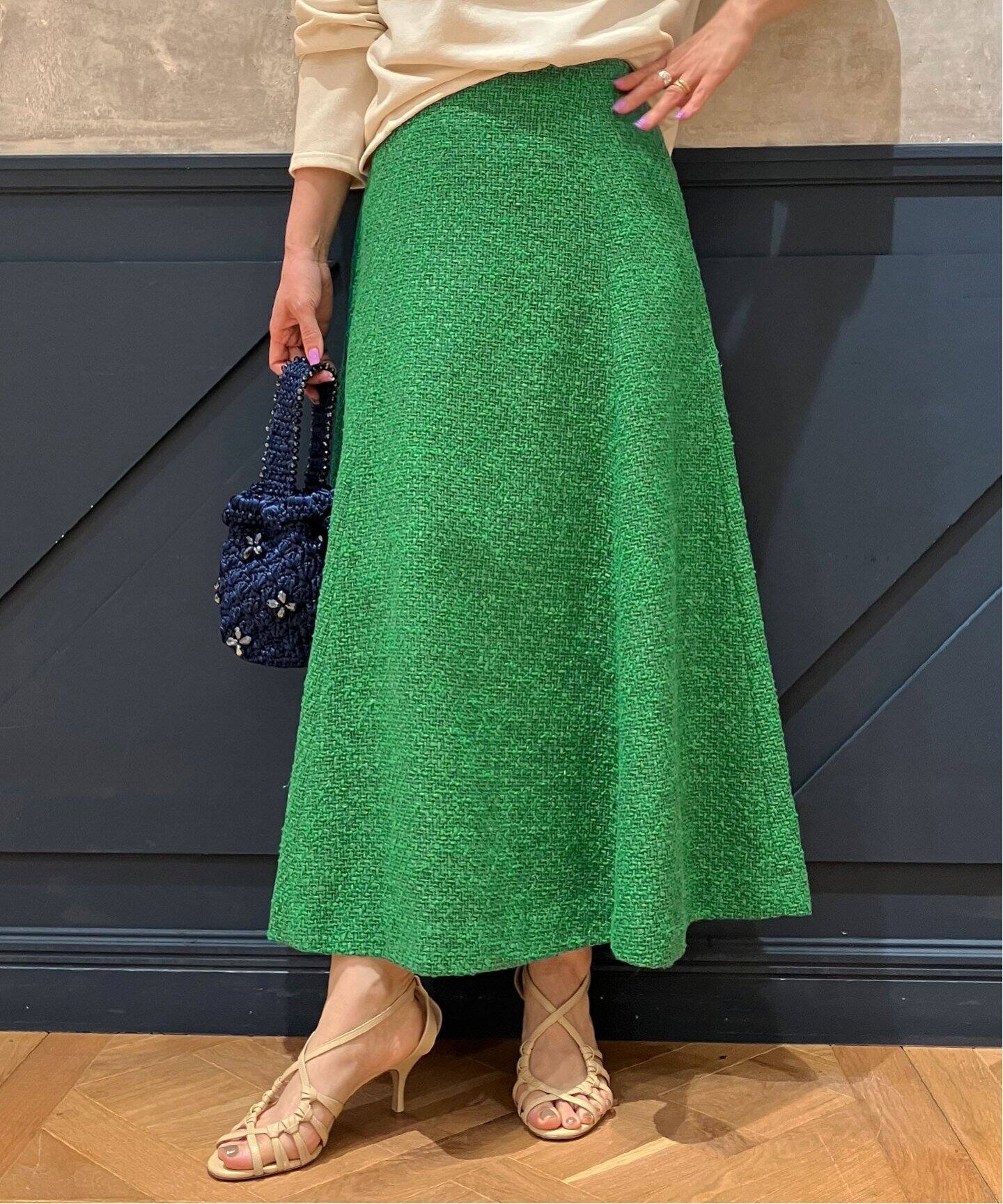 IENA LA BOUCLE LINTON ツイードフレアスカート（ロング・マキシ丈  