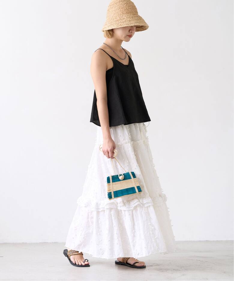 IENA LA BOUCLE カットワーク刺繍ティアードスカート（ロング・マキシ  