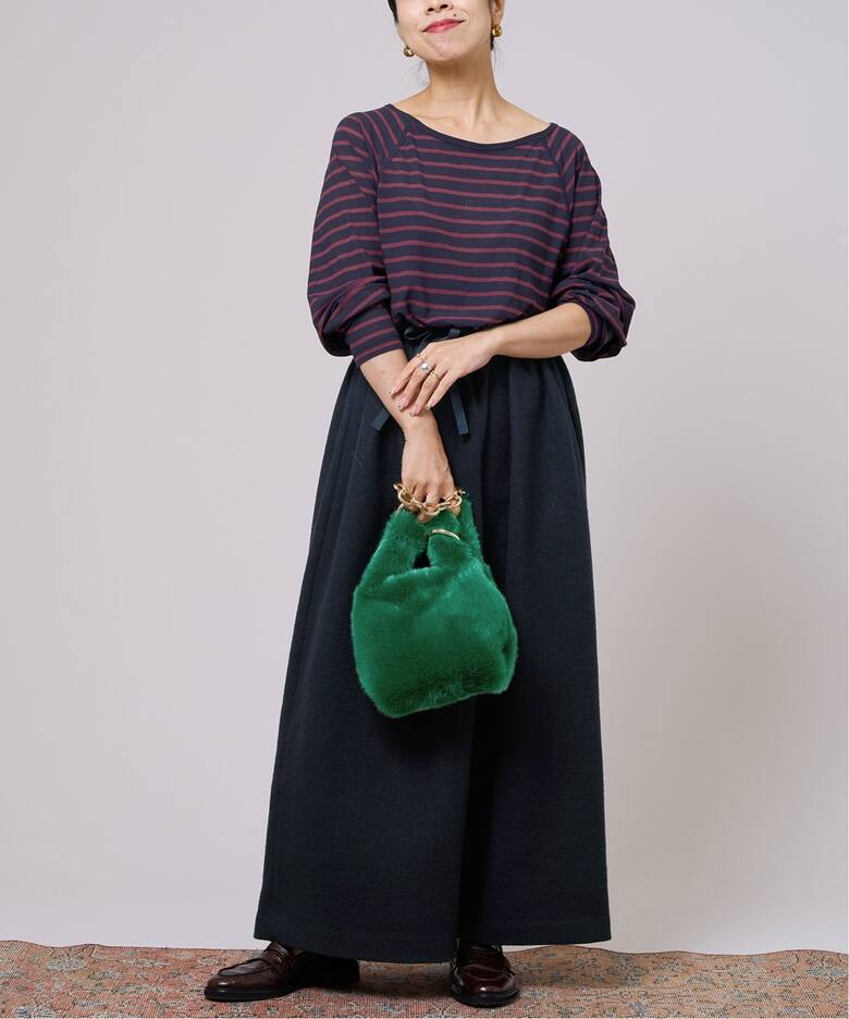 IENA LA BOUCLE 140S 縮絨ギャザースカート（ロング・マキシ丈スカート  