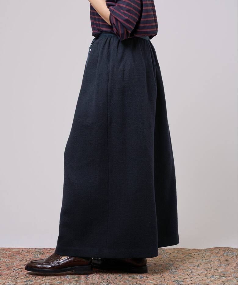 IENA LA BOUCLE 140S 縮絨ギャザースカート（ロング・マキシ丈スカート  
