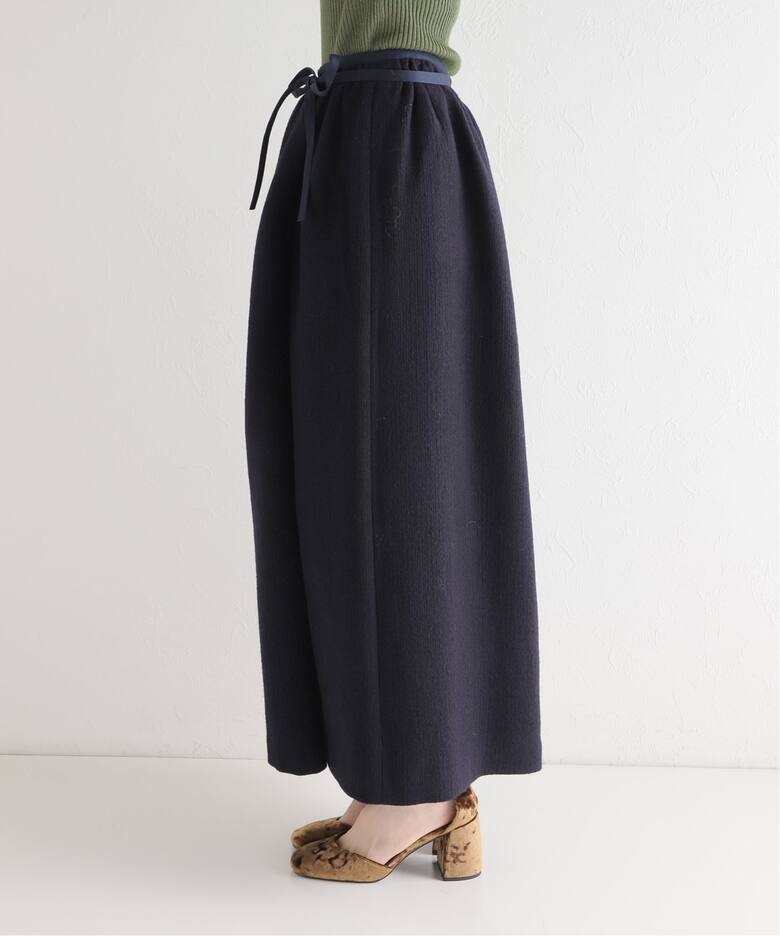 IENA LA BOUCLE 140S 縮絨ギャザースカート（ロング・マキシ丈スカート  