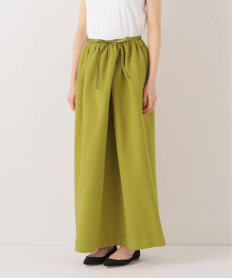 IENA LA BOUCLE 140S 縮絨ギャザースカート（ロング・マキシ丈スカート  