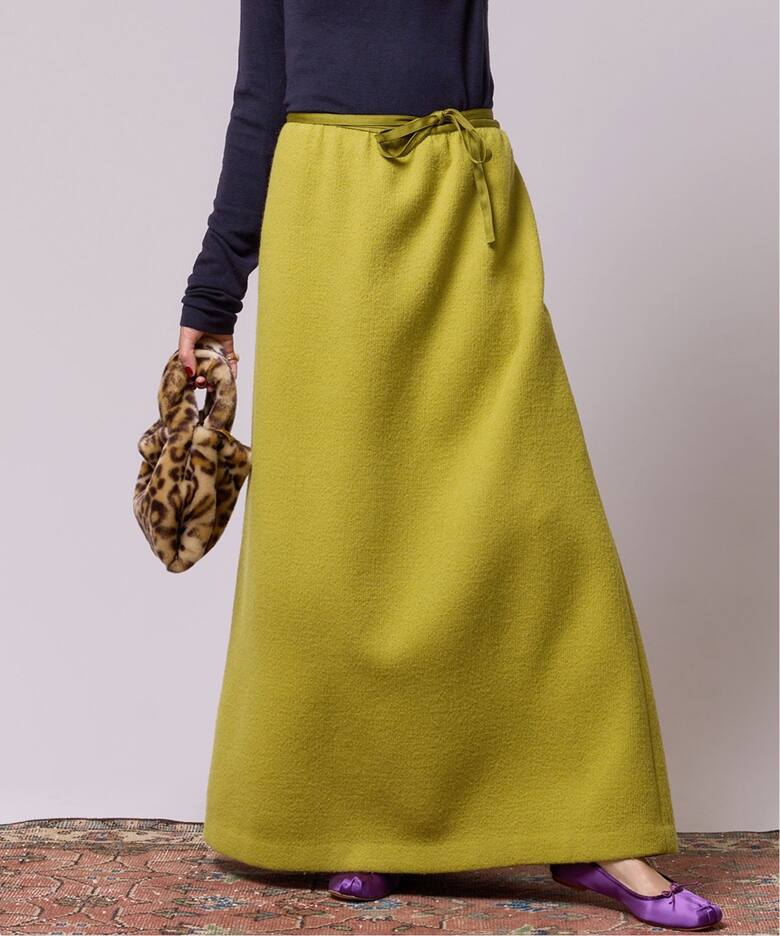 IENA LA BOUCLE 140S 縮絨ギャザースカート（ロング・マキシ丈スカート  