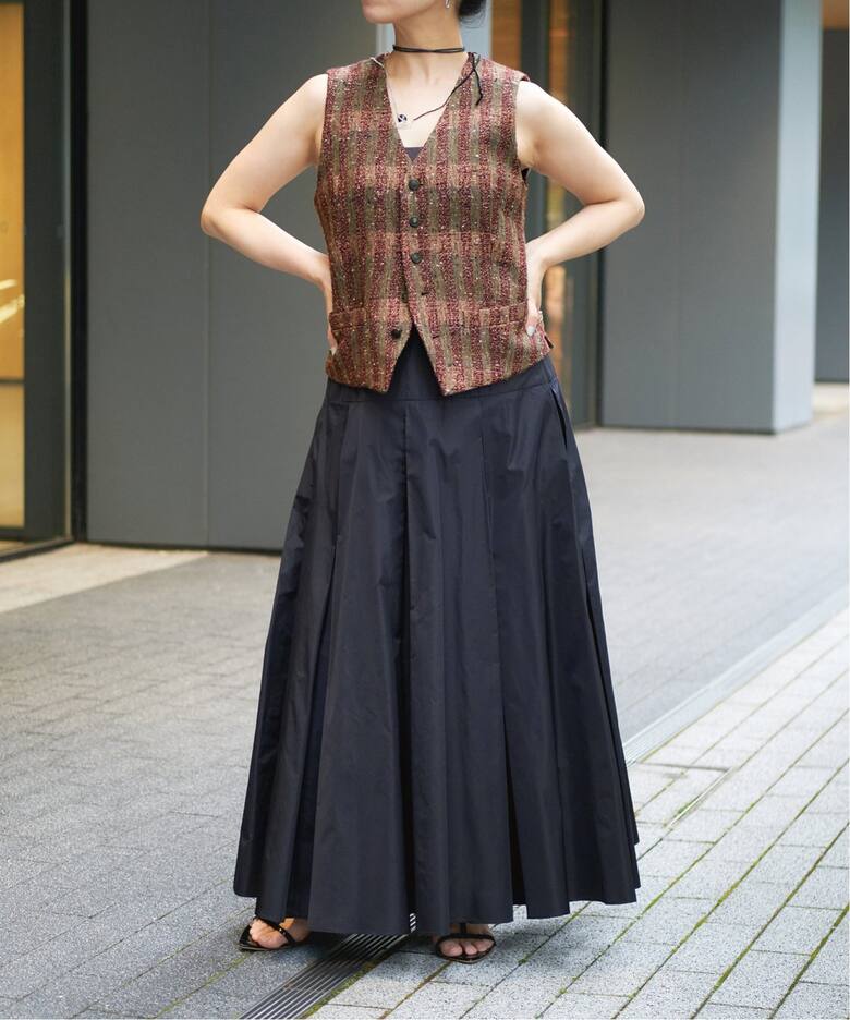 IENA LA BOUCLE ポリエステルタフタボリュームスカート（ロング  