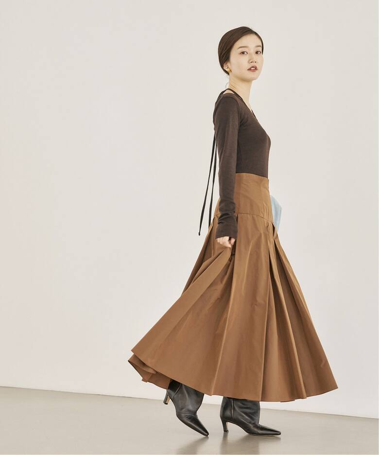 IENA LA BOUCLE ポリエステルタフタボリュームスカート（ロング  