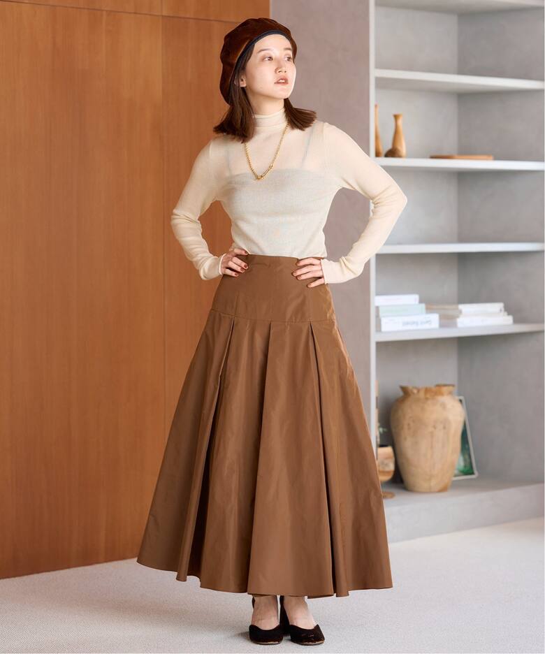 IENA LA BOUCLE ポリエステルタフタボリュームスカート（ロング  