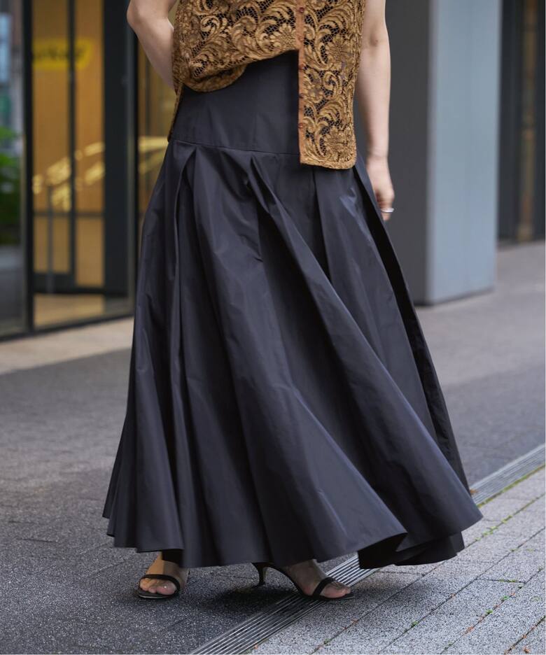 IENA LA BOUCLE ポリエステルタフタボリュームスカート（ロング 