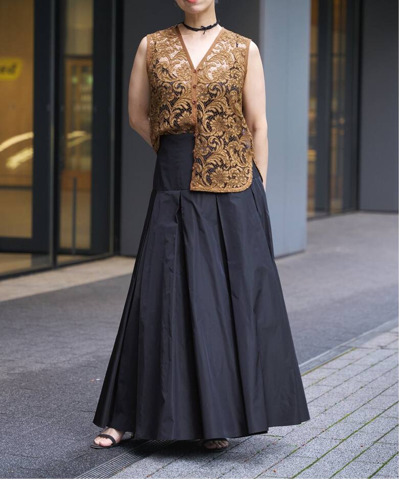 IENA LA BOUCLE ポリエステルタフタボリュームスカート（ロング  