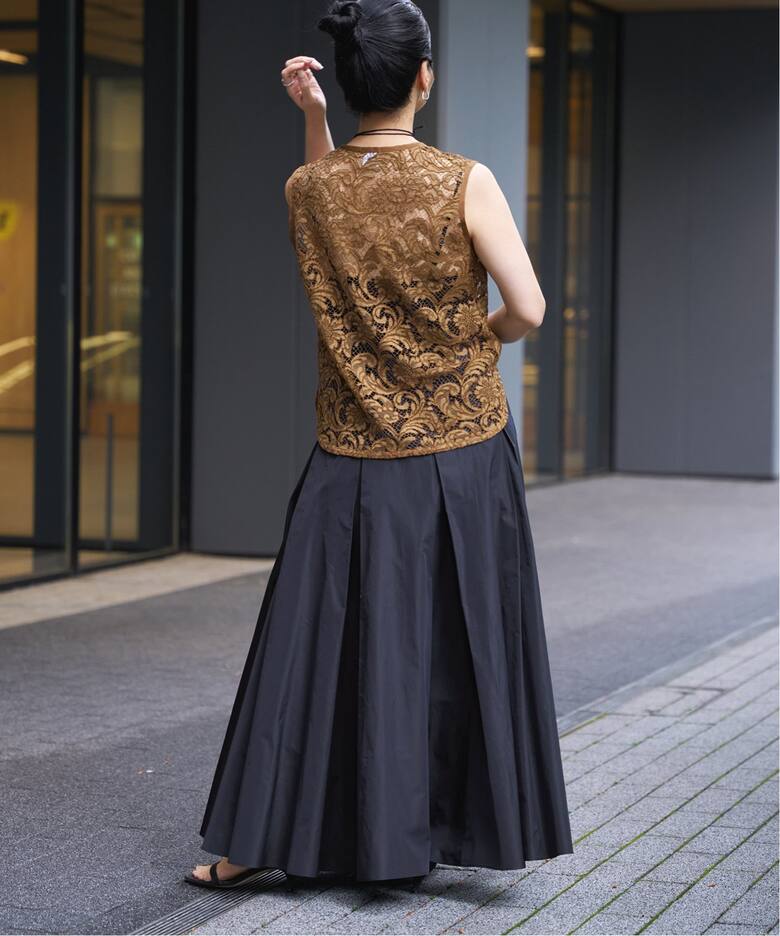 IENA LA BOUCLE ポリエステルタフタボリュームスカート（ロング  