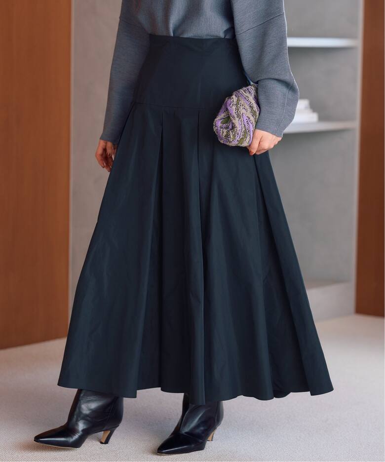 IENA LA BOUCLE ポリエステルタフタボリュームスカート（ロング 