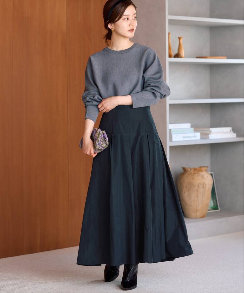 IENA LA BOUCLE ポリエステルタフタボリュームスカート（ロング 