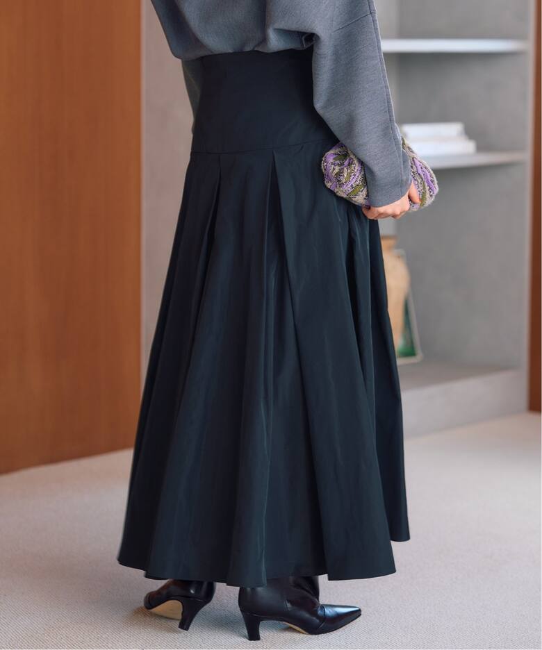 IENA LA BOUCLE ポリエステルタフタボリュームスカート（ロング 