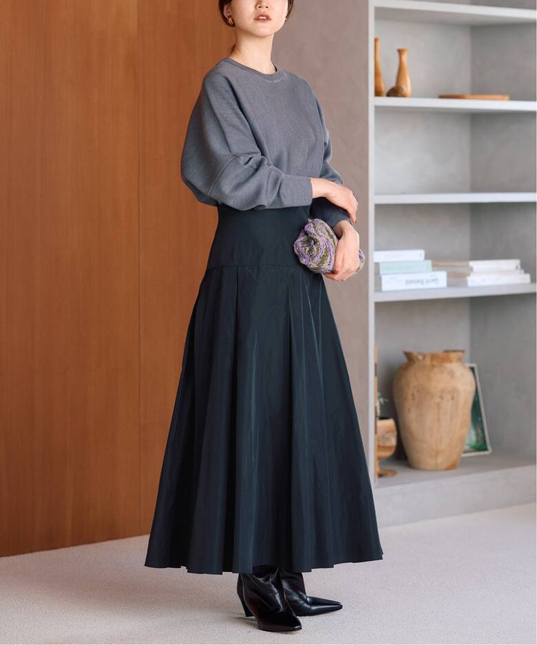 IENA LA BOUCLE ポリエステルタフタボリュームスカート（ロング 