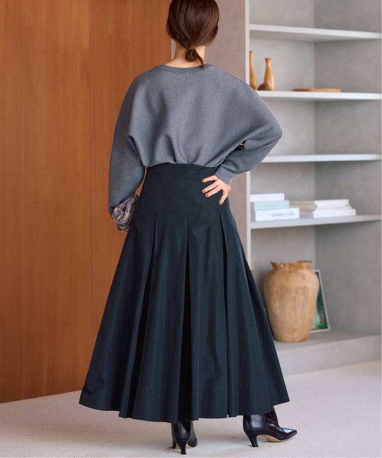 IENA LA BOUCLE ポリエステルタフタボリュームスカート（ロング  