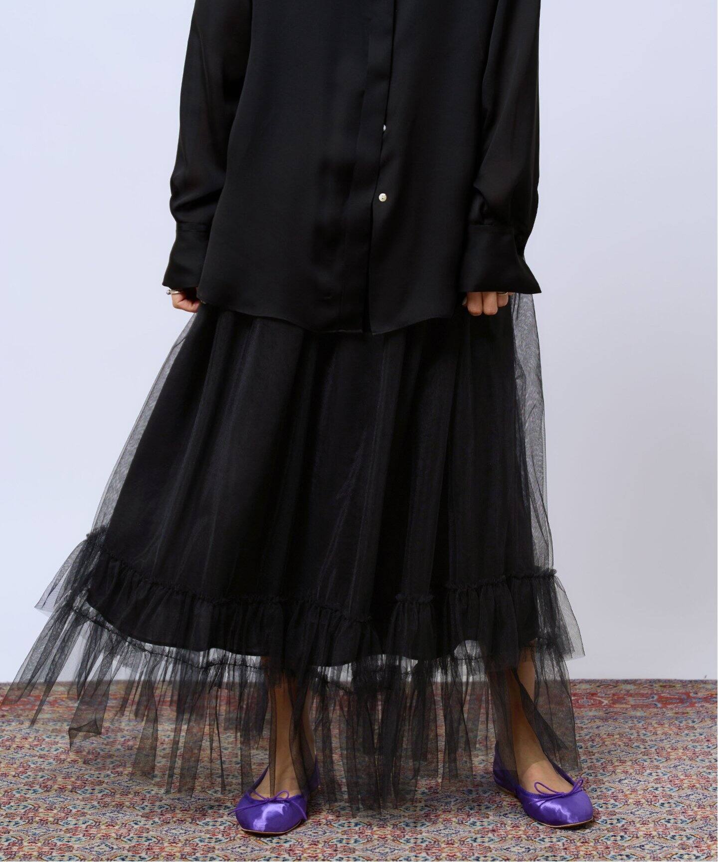 追加》IENA LA BOUCLE チュールチュチュ2（ロング・マキシ丈スカート  