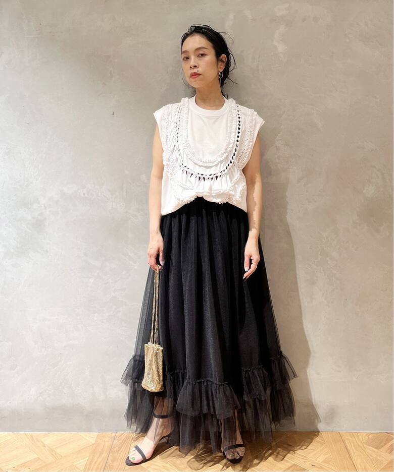 追加》IENA LA BOUCLE チュールチュチュ2（ロング・マキシ丈スカート  