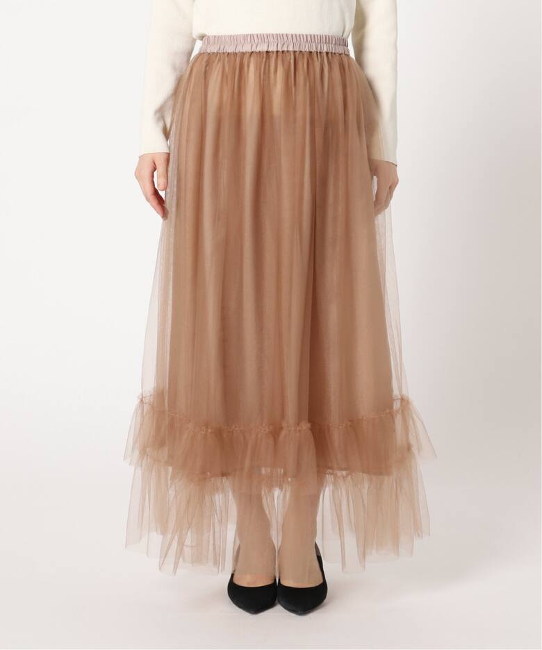 追加》IENA LA BOUCLE チュールチュチュ2（ロング・マキシ丈スカート  