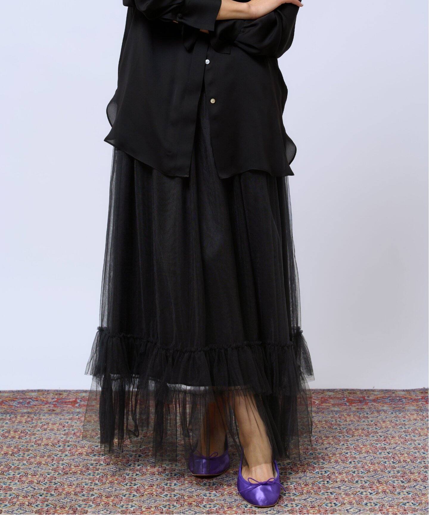 追加》IENA LA BOUCLE チュールチュチュ2（ロング・マキシ丈スカート  