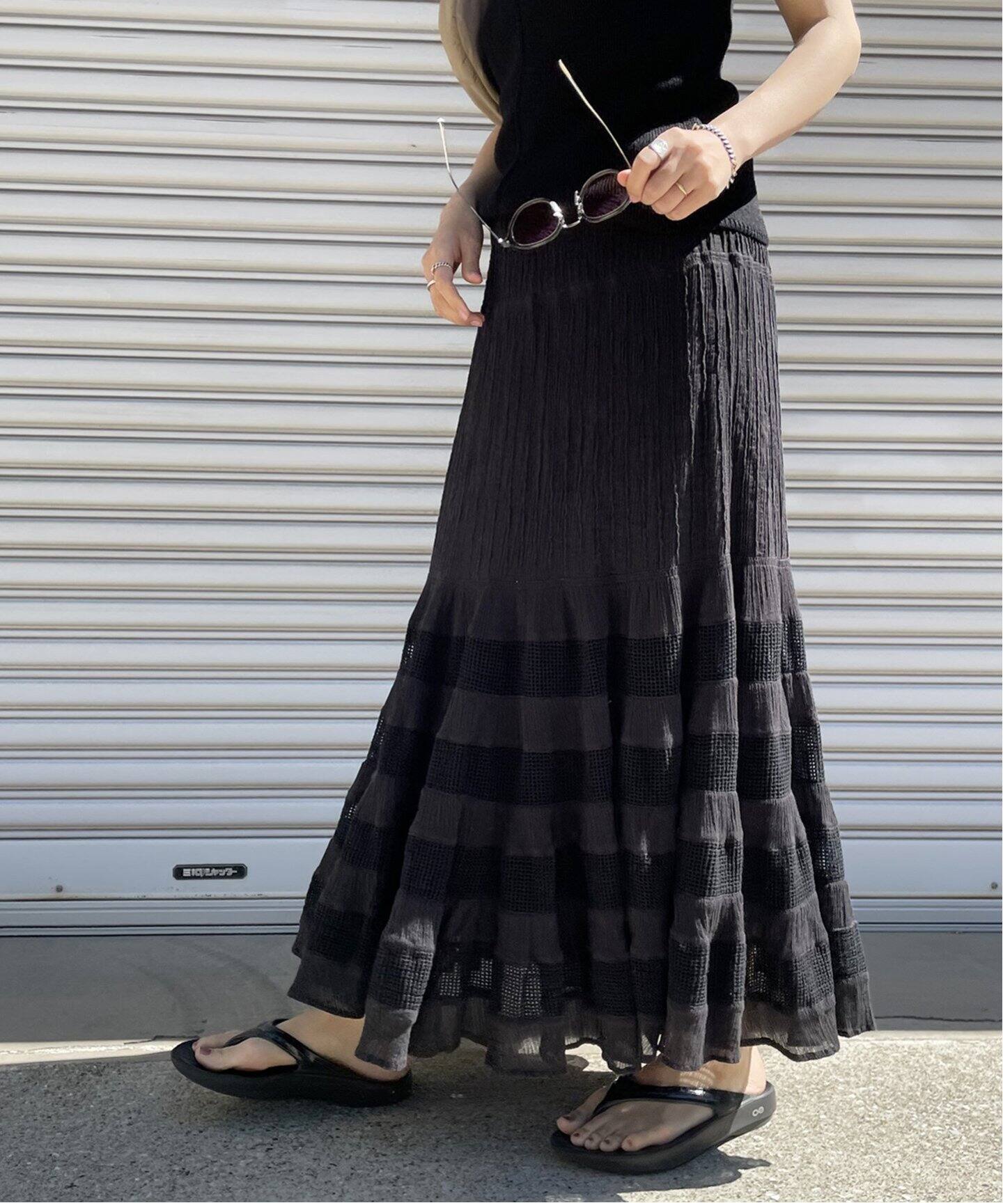 クレープティアードスカート NEW（ロング・マキシ丈スカート）｜Plage  