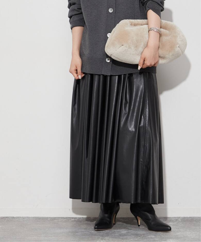Fake Leather ギャザースカート（ロング・マキシ丈スカート）｜Plage 