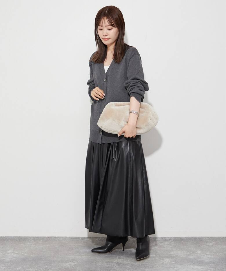 Fake Leather ギャザースカート（ロング・マキシ丈スカート）｜Plage 