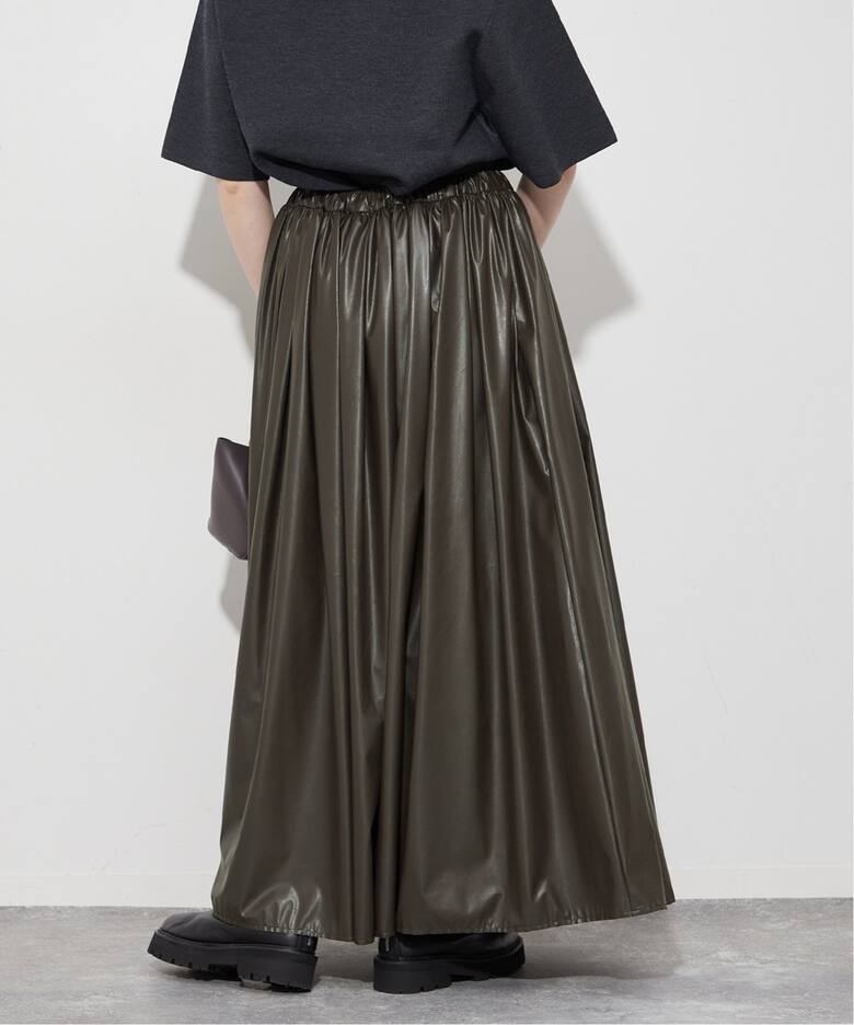 Fake Leather ギャザースカート（ロング・マキシ丈スカート）｜Plage  