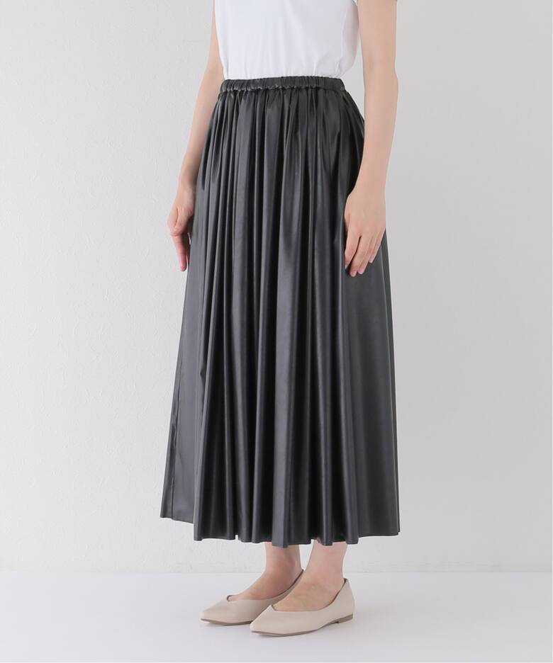 Fake Leather ギャザースカート（ロング・マキシ丈スカート）｜Plage  